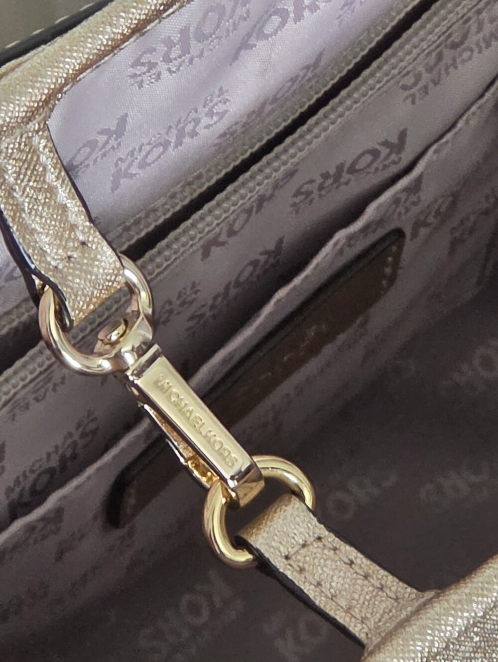 Michael Kors Metallic Gold Tote with Dual Straps - Picture 6 of 8